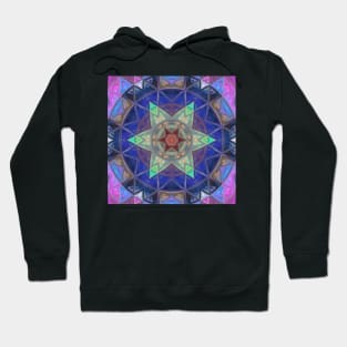 Mosaic Kaleidoscope Flower Teal Blue and Pink Hoodie